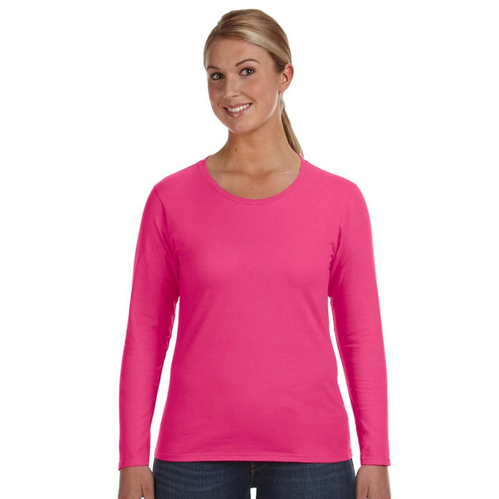 Anvil - Anvil 884L Ladies Lightweight Long-Sleeve T-Shirt - Hot Pink ...