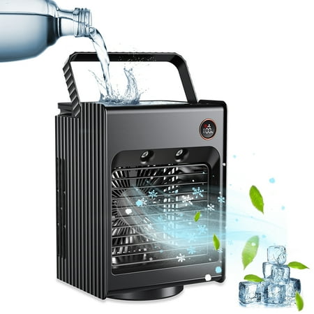 

Portable Air Conditioner Fan 120 Degree Rotation Mini Evaporative Air Cooler with LED Light 3 Wind Speeds and 2 Spray Modes for Office Home Dorm Travel