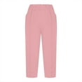 thumbnail image 7 of RQYYD Capri Pants for Women High Waisted Pull On Elastic Waist Dressy Casual Stretchy Capris Trousers Pants Pockets Pink L, 7 of 7