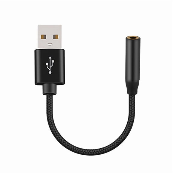 USB to 3.5mm Audio Cable USB A to 3.5mm Female External Stereo Sound Card Headphone Micphone Sound Adapter Black