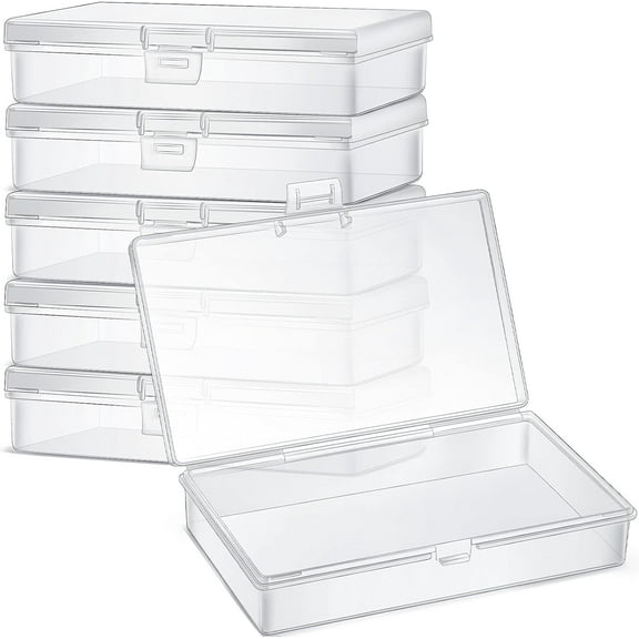 6 Pieces Mini Plastic Clear Beads Storage Containers Box for Collecting Small Items, Beads, Jewelry, Business Cards, Game Pieces, Crafts (5.2 x 3 x 1.2 Inch)