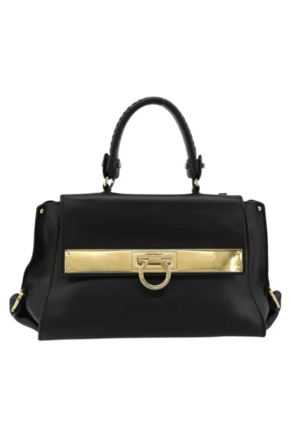 Pre-Owned Salvatore Ferragamo Sofia Satchel Leather Black Leather Handbag