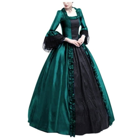 

YanHoo Women s Gothic Dresses Medieval Flare Sleeve Square Neck Costume Renaissance Victorian Princess Cosplay