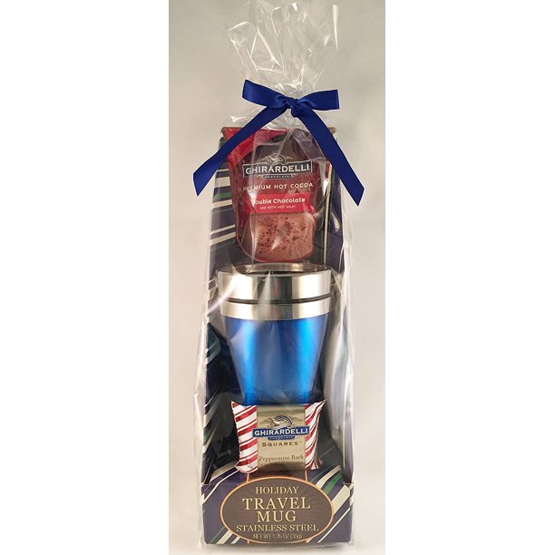 Ghirardelli Holiday Travel Mug Gift Set Blue Mug