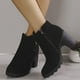 thumbnail image 2 of NECHOLOGY Botas Mujer Adulto Femenino Zapatos Botines mujer Botines de moda para mujer Botas con cremallera de tacón grueso Botas casuales grandes (Black, 8.5), 2 of 4