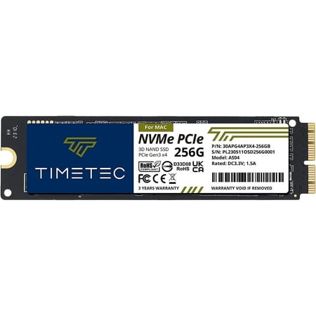 Timetec 256GB MAC SSD NVMe PCIe Gen3x4 3D NAND TLC Read Up to 1,950MB/s