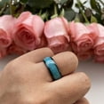 thumbnail image 3 of Wedding Rings For Men. 8mm Crushed Turquoise Black Tungsten Wedding Band, 3 of 7