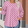 thumbnail image 4 of Blmnix Business Work Basic Tops Oversized Pink Polka Dot Women's Work Tops Long Sleeve Crew Neck Blouses, 4 of 6