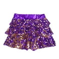thumbnail image 3 of Xnihocha Kids Girls Sequins Tiered Ruffle Hip Hop Jazz Latin Ballroom Tap Ballet Dance Skirts Purple 12, 3 of 5