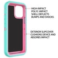 thumbnail image 3 of Petocase for iPhone 12/iPhone 12 Pro Case,Shockproof Rugged Protection Heavy Duty Dust/Drop Proof 3-Layer Cover Case for iPhone 12/iPhone 12 Pro Case 6.1 inch 2020,Green/Pink, 3 of 7