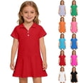 thumbnail image 4 of CCRFTGI Girls Polo Dress Size 7 Short Sleeve Uniform Casual Pleated Flare Skater Polo Dresses Summer Button Collared Picque Polo Dress Orange 12-13 Years, 4 of 4