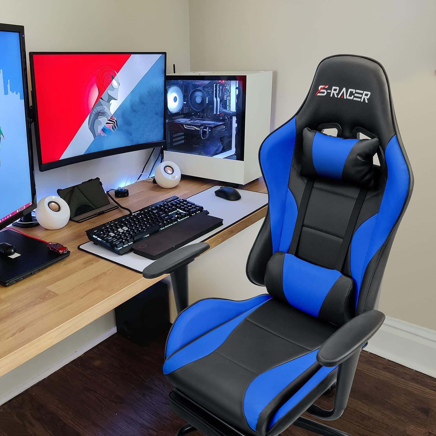 Lacoo High Back Gaming Chair Ergonomic Gaming Computer Chair,Blue