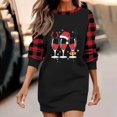 thumbnail image 2 of TIMIFIS Robe de Noël pour Femmes, Décontractée, à Manches Longues, à Carreaux Imprimés, Col Rond, Mini-Robe pour Dames, Printemps, 2 of 4