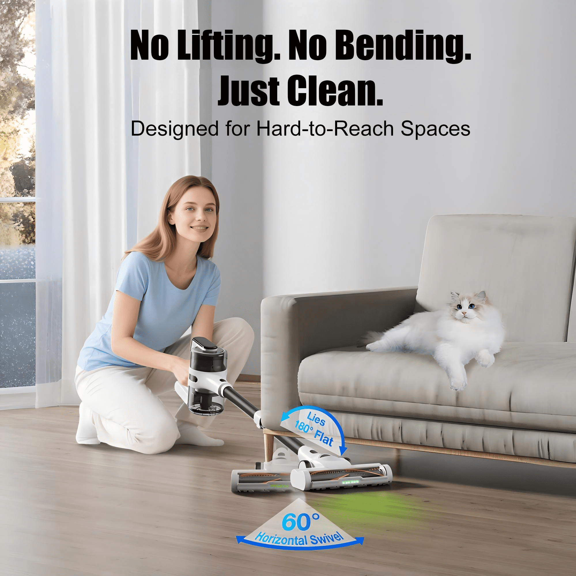 Maircle Cordless Vacuum, 36Kpa Powerful Suction, 40mins Runtime, Anti Tangle LED Headlight Brushless, Lightweight Self-Standing Stick Vacuum Cleaner for Pet Hair, Carpet, Hard Floor