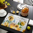 thumbnail image 3 of Yellow Sunflowers Placemats Set of 6, Elegant Pastoral Floral Watercolor Wooden Placemats for Dining Table, Place Mats for Kitchen Tabletop, Waterproof Wipeable Dining Table Mats Set, 3 of 9