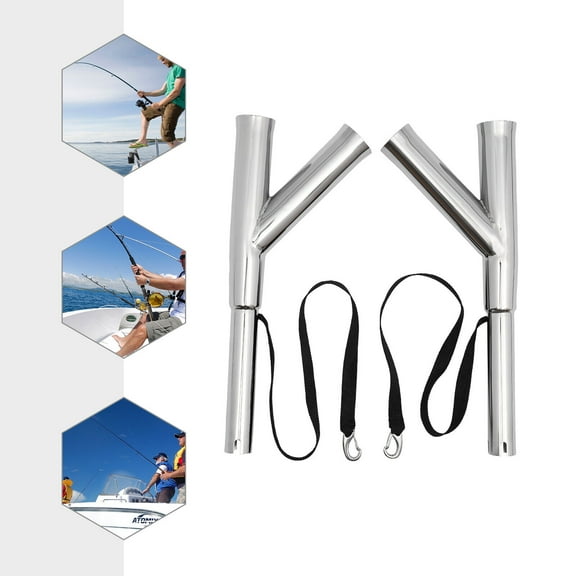 Stainless Steel Rod Holder Silver 2 Pieces Kit 304 Stainless Steel Rod Holder for Boat, Fishing Rod Holder