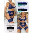 thumbnail image 3 of popiv 4 Piece Garter Lingerie for Women, Sexy Cutout Lingerie, Mesh Matching Lingerie Set,Blue，L, 3 of 8