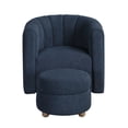 thumbnail image 2 of Noa Swivel Chair and Ottoman- Channel Tufted Curved Back- Blue Boucle, 2 of 6