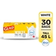 thumbnail image 1 of Glad White Garbage Bags - Tall 45 Litres - Febreze Fresh Clean Scent, 30 Trash Bags, 1 of 7