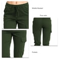 thumbnail image 5 of Women Casual Cargo Pants Loose Drawstring Elastic Middle Waisted Trousers with Side Pocket Green XXL, 5 of 6