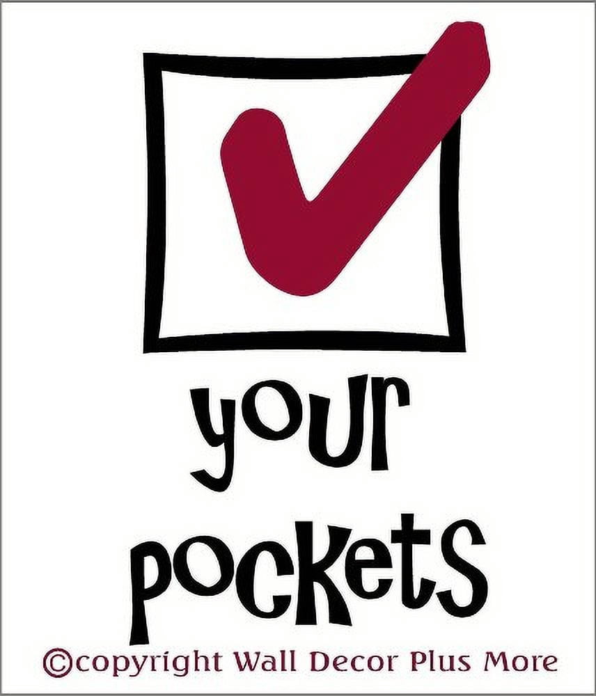 Laundry Room Quote Check Your Pockets Wall Decals Vinyl Sticker 2-Color, 21x12-Inch, Black & Red