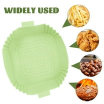 GOOHOCHY 9.5 Inch Green Silicone Air Fryer Liner, Heat Resistant Reusable Baking Mat for Home Use, Non-Stick Food Cooking