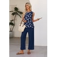 thumbnail image 4 of WIHOLL Two Piece Set for Women Summer Sleeveless Crewneck Lounge Top Wide Leg Drawstring Pants With Pockets Vacation Travel Outfits, 4 of 10