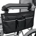 thumbnail image 2 of Wheelchair Side Bag,Wheelchair Pouch for Wheelchair,Wheelchair Bags to Hang on Side,Wheelchair Accessories Bag,With Reflective Strip - Arm Rest Pouch And Drink Black, 2 of 9