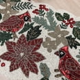 thumbnail image 3 of Enliven, Christmas handmade table runner, red and green flower with parrot beaded table runner, Poinsettia runner, 13x36inch, 3 of 5