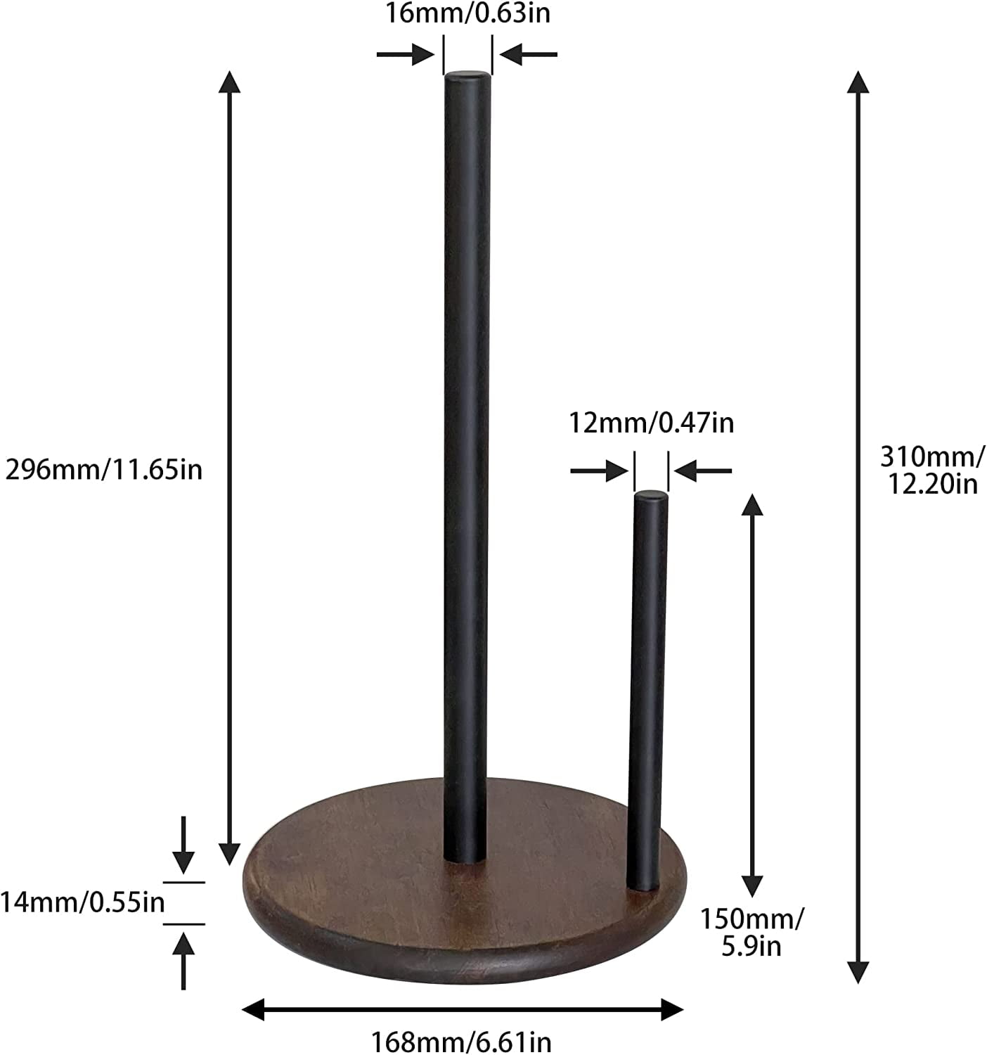 Paper Towel Holder Countertop with Real Wood Round Base, Farmhouse Paper Towel Holder Stand for Kitchen Dining Table Home Decor