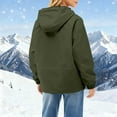 thumbnail image 4 of Coats for Women Long Sleeved Drawstring Hooded Zipper Pocket Button Solid Color Casual Outwear Cargo Jackets,Womens Coats Plus Size Army Green XL, 4 of 6
