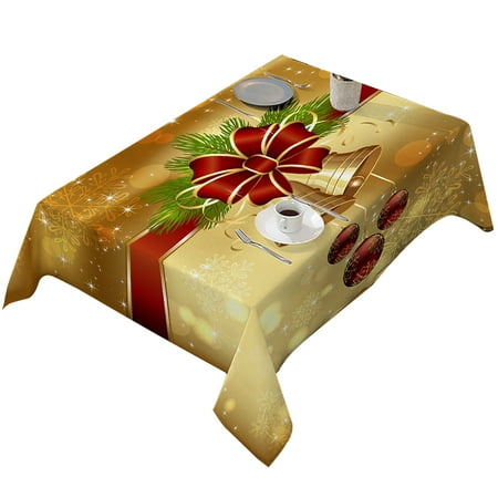 

Julam Christmas Rectangular Tablecloth | Merry Christmas Theme Table Chair Cover Protection | Waterproof Oil-proof Polyester Table Decoration for Dinner Party Supplies