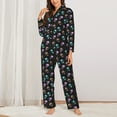 thumbnail image 2 of Lsque purple cyan brown Skull Pattern Long Sleeve Pajama Set for Women - Soft 2-Piece Sleepwear and Loungewear Set with Pockets, Comfy Nightwear-XX-Large, 2 of 7