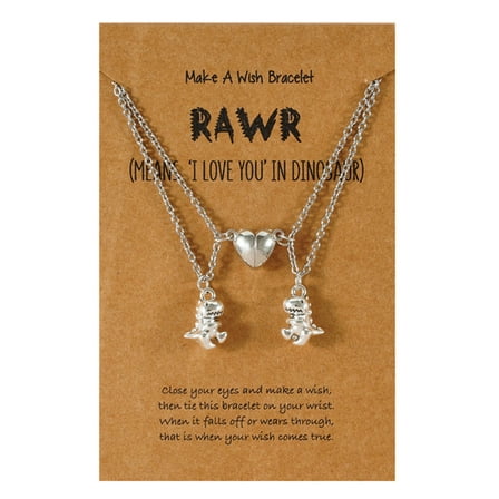 2Pcs Best Friend Necklaces Split Heart Friendship Necklace Dinosaur Pendant Jewelry Birthday Christmas Gifts for Women