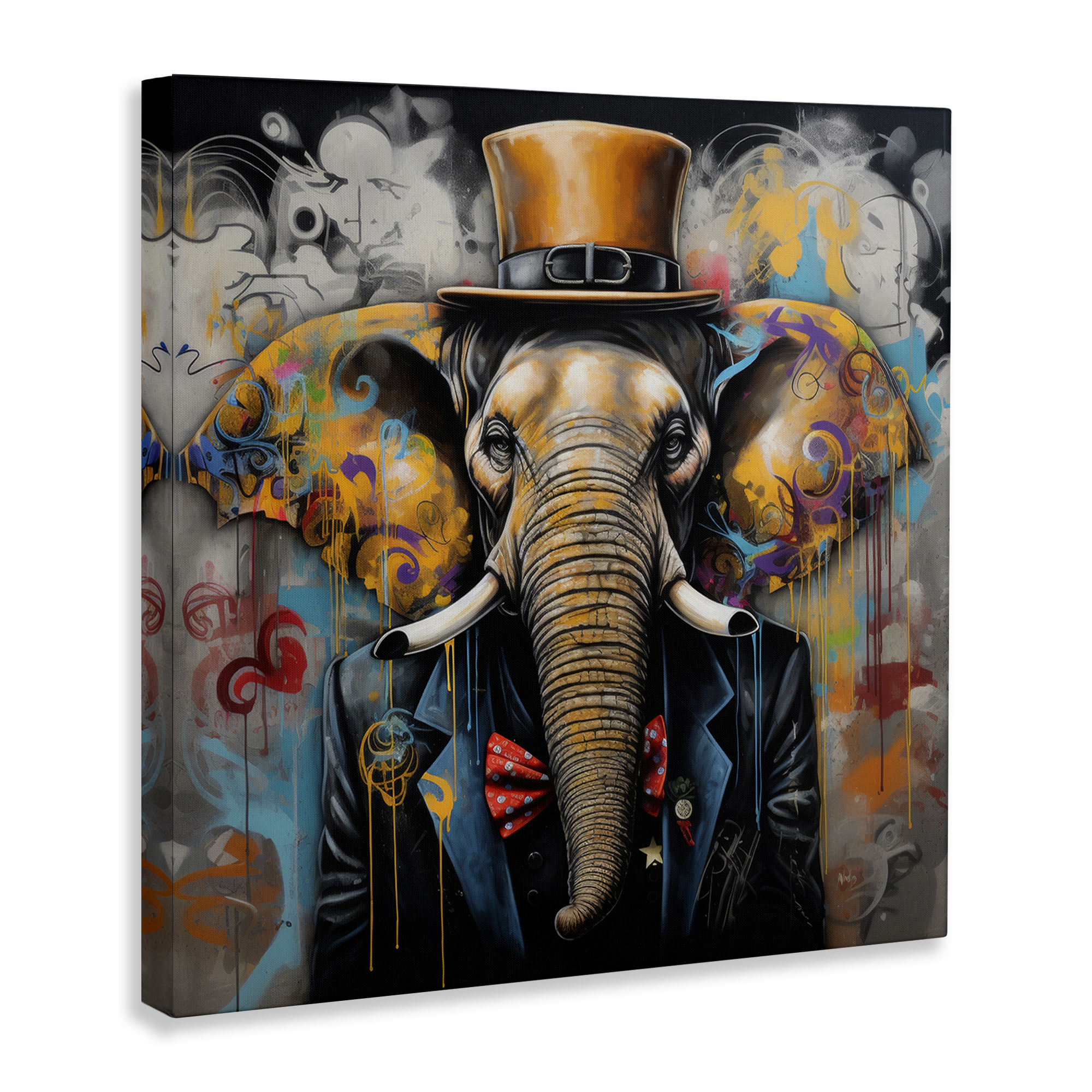 Stupell Industries Urban Graffiti Elephant Animals & Insects Painting Gallery Wrapped Canvas Art Print Wall Art, 24 x 24