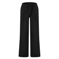 thumbnail image 4 of Mens Cotton Linen Pants Loose Fit Drawstring Elastic Waist Trousers with Deep Pockets Lightweight Beach Summer Fashion Pants XL, 4 of 6