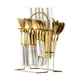 thumbnail image 4 of Juego de cubiertos de acero inoxidable para colgar cubiertos, utensilios para servir de acero inoxidable oro blanco, 4 of 9