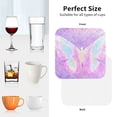 thumbnail image 6 of Yiaed Purple Sparkling Butterfly Print Leather Coasters for Drinks - Cup Coasters Coffee Table Kitchen Table Bar, Home & Office Gifts Handmade Drink Coasters-Square, 6 of 6