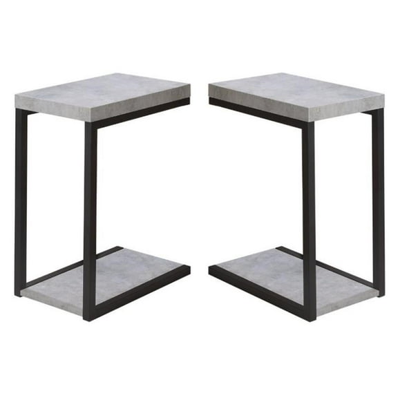 Home Square Contemporary Faux Cement End Table in Black - Set of 2