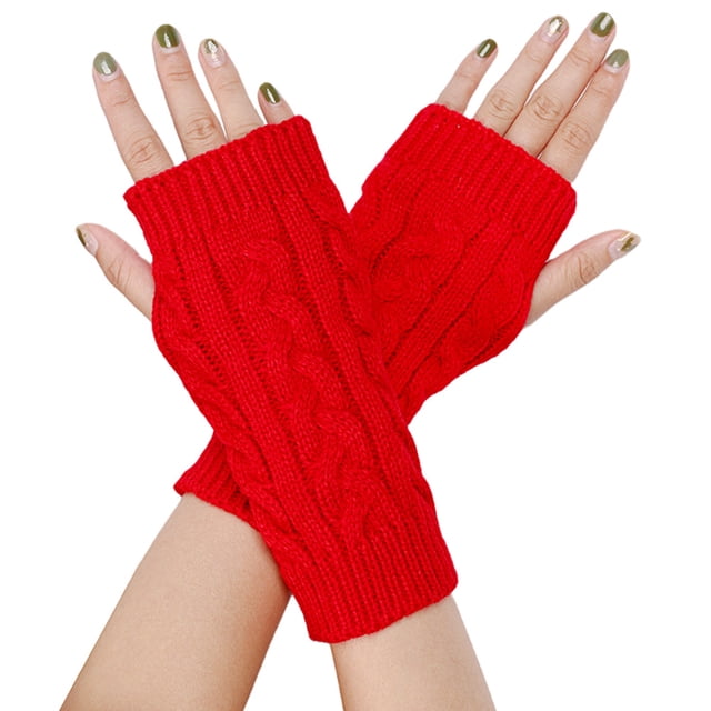 Guantes de invierno de 8 palabras de lana con medio dedo y muñequera corta con protección contra fugas y mangas de acrílico