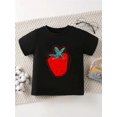 thumbnail image 1 of Girl's Short Sleeve T-Shirt - Strawberry Print Casual Top | Soft Stretch Fabric, Round Neck, Machine Washable | Spring Summer Playful Casual Attire, Easycare Clothing | Playful Design | Pullover, 1 of 6