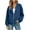 Navy, variant on Chiccall Women's Full Zip Bomber Sweatshirt Jacket Thumb Hole Cuffs Oversized Long Sleeve V Neck Loose Casual Coat with Side Pockets