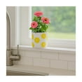 thumbnail image 3 of Decorative Flower Pots with Daisy Pattern for Home Decor - Indoor and Outdoor Plant Pot for Living Room, Garden, or Patio Decor - Planter for Office, Kitchen Counter, or Side Table - 6", White & Gold, 3 of 12