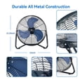 thumbnail image 5 of TEMPWARE Ventilador de piso industrial de alta velocidad de 20 pulgadas, ventiladores de piso de cuna de metal de alta resistencia de 3 velocidades con inclinación de 360° para almacén, taller, garaje, 5 of 5