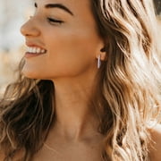 Everly Womens 3 5/8ct TGW Created White Sapphire Sterling Silver Inside-Outside Hoop Earrings