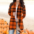 thumbnail image 2 of HBFAGFB Lightweight Cardigans for Women Simple Long Sleeve Plaid Jacket Versatile Long Coat Orange Size L, 2 of 4