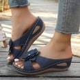 thumbnail image 3 of Modisza Women Orthopedic Wedge Floral Sandals Wide Width Comfortable Beach Slides Summer Dressy Slippers Walking Shoes size 7.5 Blue, 3 of 7