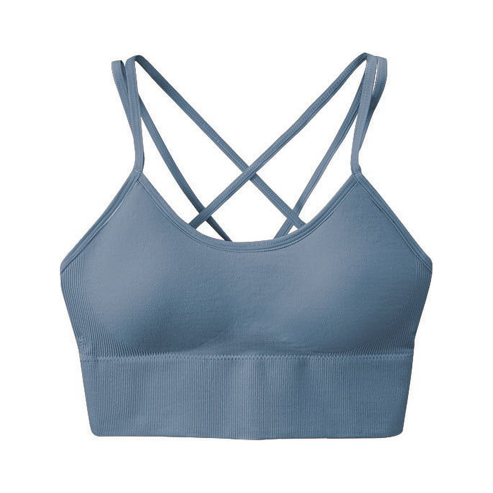 XMXM Women Cotton Polyester Padded Wireless Sports Bra with Removable Pads  for Daily Use Gym Yoga Dancing Sky Blue