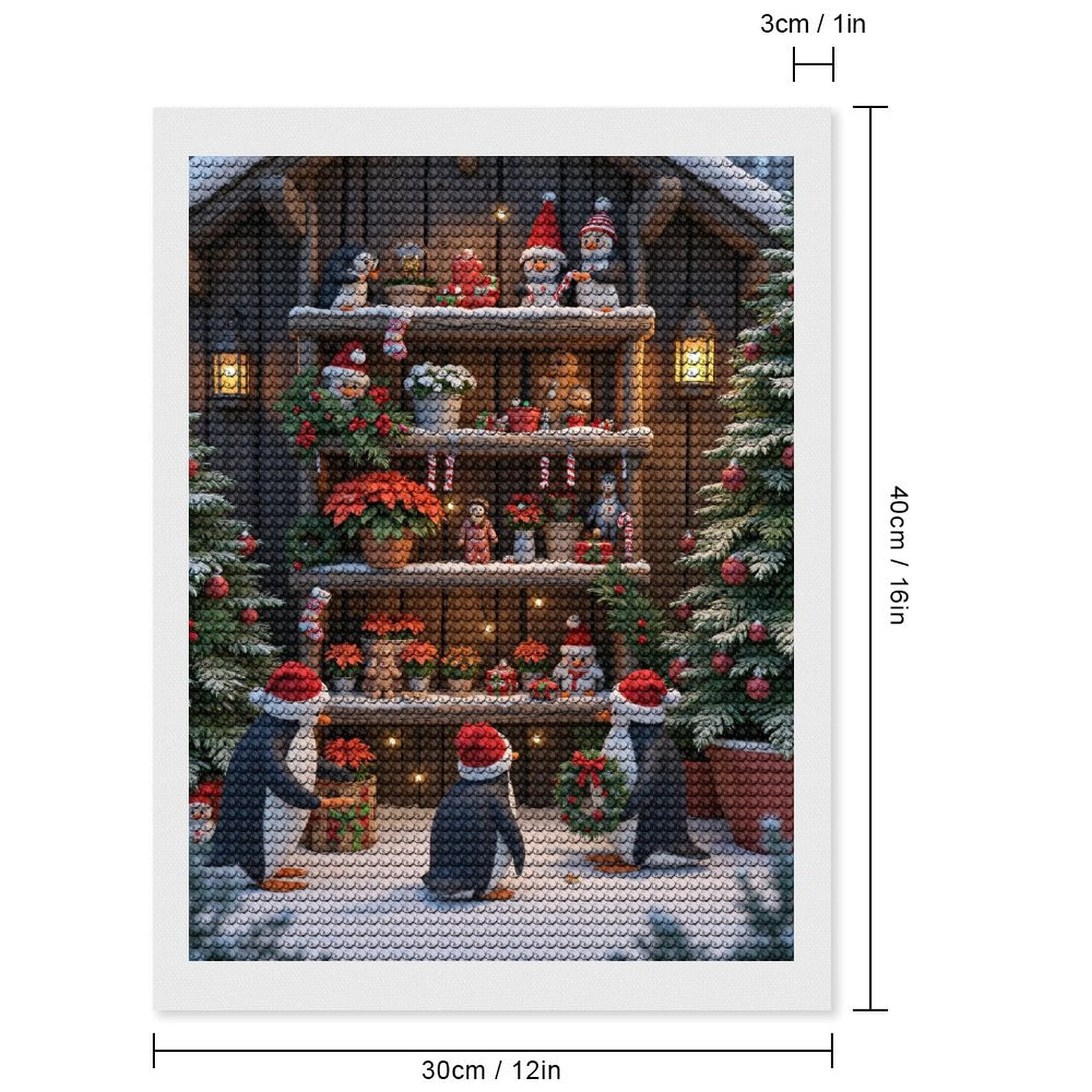 Diamond Art Kits for Adults, Christmas Penguins Snowmen Holiday Scene 5D Diamond Painting Kits for Adults Beginners, DIY Full Drill Diamond Painting, Gem Art and Crafts 12x16