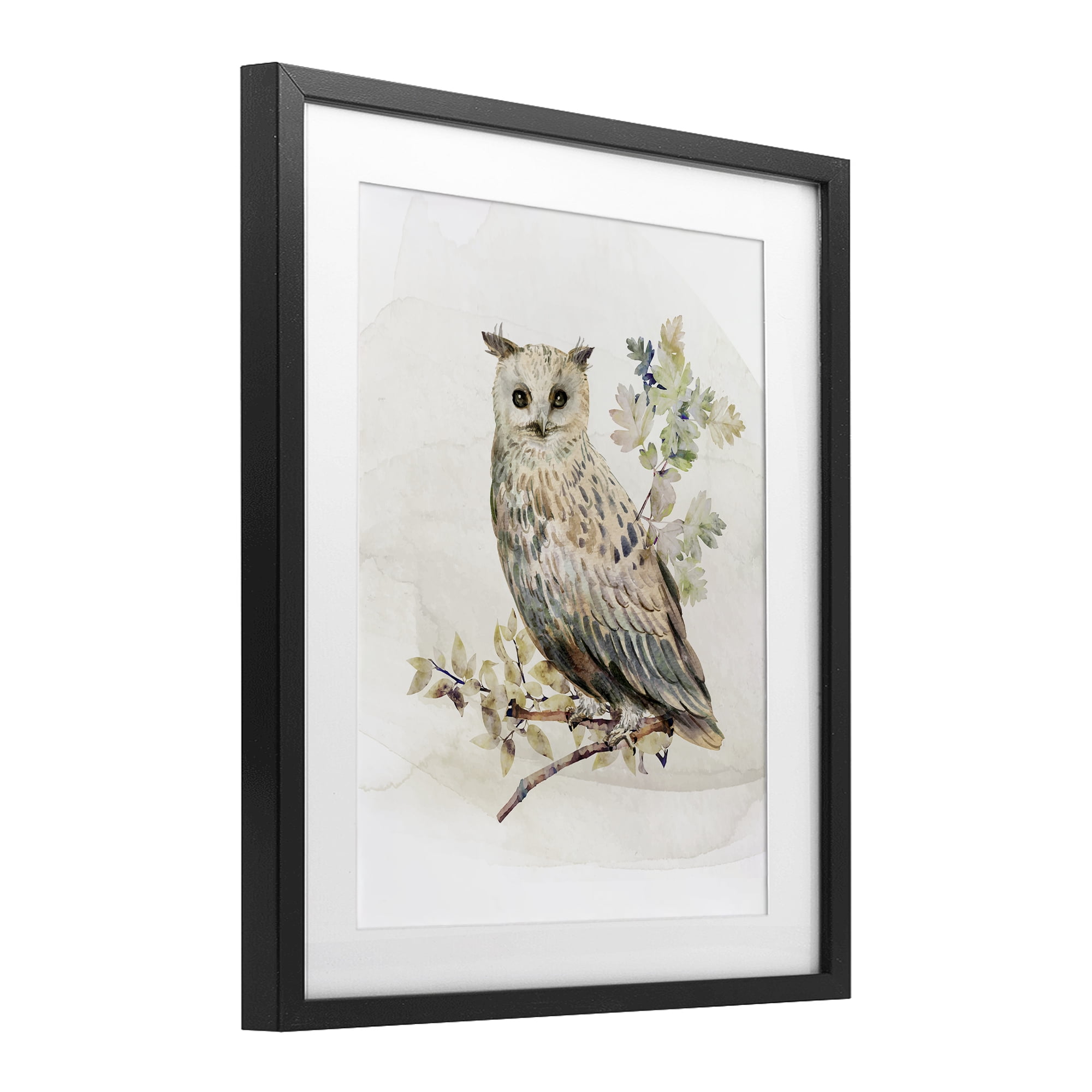 Stupell Industries Forest Owl with Foliage Black Framed Print Under Glass, design by CAD Designs